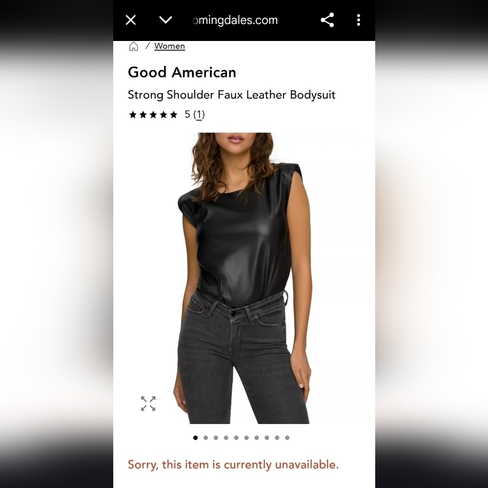 Good American Strong Shoulder Faux Leather Bodysuit - Picture 2 of 8